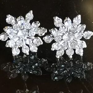 New, sterling silver CZ snowflake stud earrings